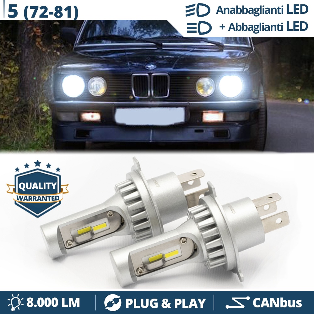 Kit Led H4 para BMW SERIE 5 E12, E28 Luces de Cruce + Carretera 6500k 8000LM | Plug & Play CANbus Kit Led H4 para BMW SERIE 5 E12, E28 Luces de Cruce + Carretera 6500k 8000LM | Plug & Play CANbus