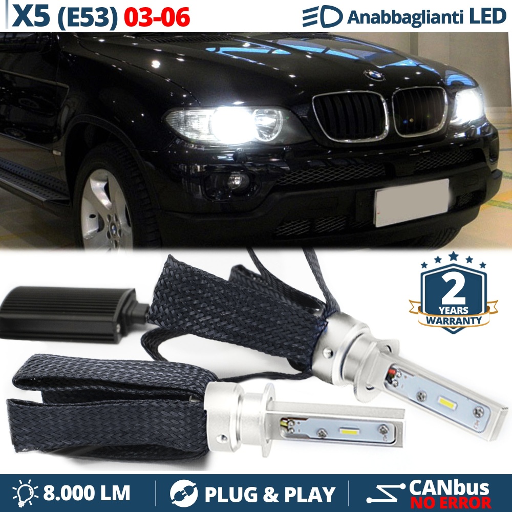 Kit LED H1 para BMW X5 E53 Facelift Luces de Cruce | Bombillas LED H1 6500K 8000LM | CANbus