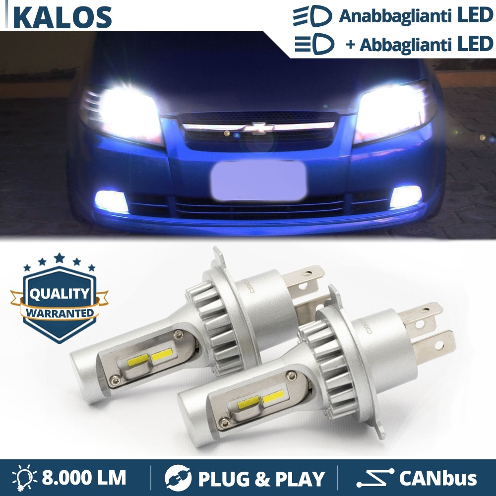 Kit Led H4 para CHEVROLET KALOS Luces de Cruce + Carretera 6500k 8000LM | Plug & Play CANbus Kit Led H4 para CHEVROLET KALOS Luces de Cruce + Carretera 6500k 8000LM | Plug & Play CANbus