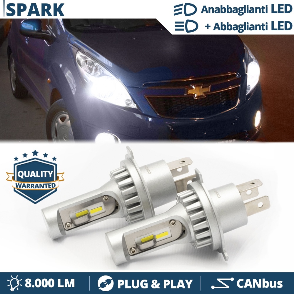 Kit Led H4 para CHEVROLET SPARK Luces de Cruce + Carretera 6500k 8000LM | Plug & Play CANbus Kit Led H4 para CHEVROLET SPARK Luces de Cruce + Carretera 6500k 8000LM | Plug & Play CANbus