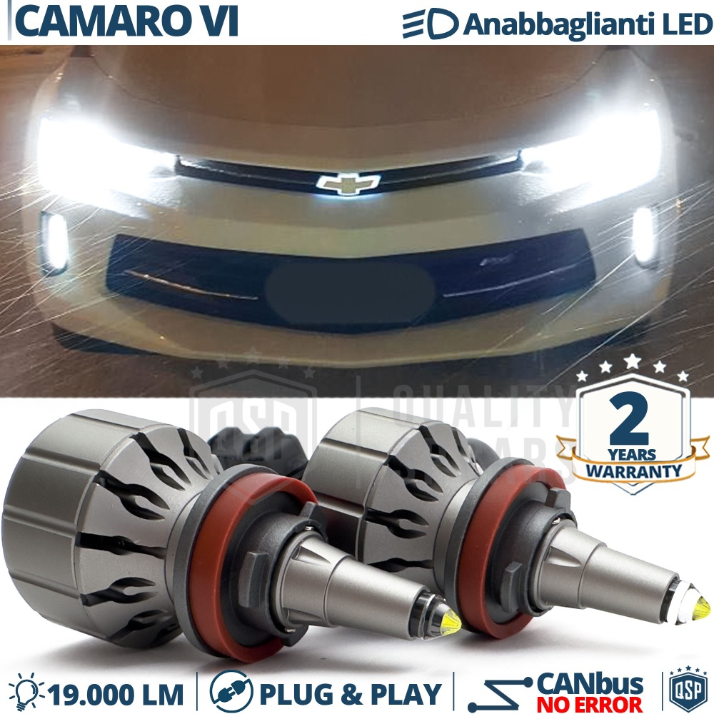 Kit LED H11 para Chevrolet CAMARO 6 Luces de Cruce | Bombillas LED CANbus Blanco Frío | 6000K 19000LM