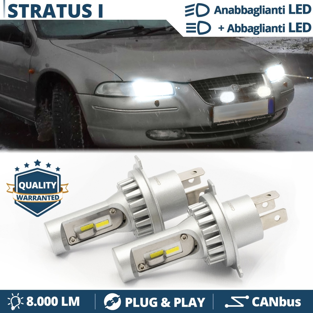 Kit Led H4 para CHRYSLER STRATUS Luces de Cruce + Carretera 6500k 8000LM | Plug & Play CANbus