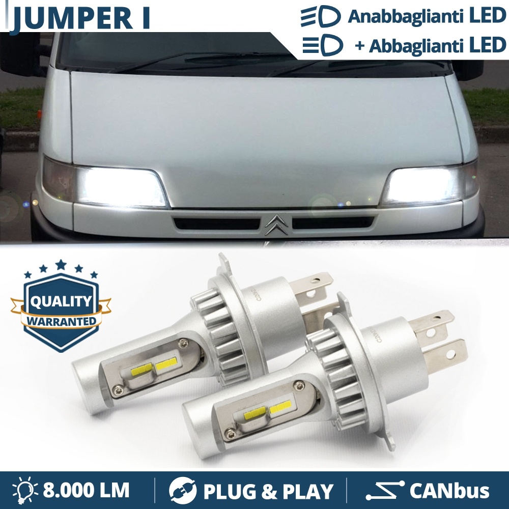 H4 Led Kit for CITROEN JUMPER 1 (94-02) Low + High Beam 6500K 8000LM | Plug & Play CANbus H4 Led Kit for CITROEN JUMPER 1 (94-02) Low + High Beam 6500K 8000LM | Plug & Play CANbus