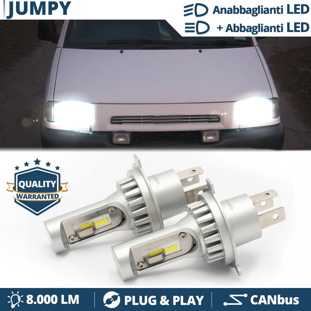 Kit Led H4 para CITROEN JUMPY Pre-Facelift Luces de Cruce + Carretera 6500k | Plug & Play CANbus
