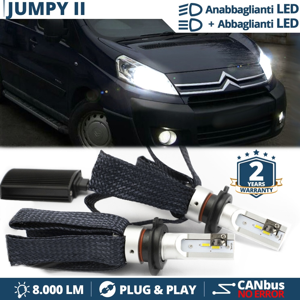 Kit LED H4 pour CITROEN JUMPY 2 Feux de Croisement + Route | 6500K 8000LM CANbus