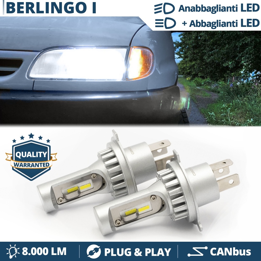 Kit Led H4 para CITROEN BERLINGO Pre-Facelift Cruce + Carretera 6500K | Plug & Play CANbus