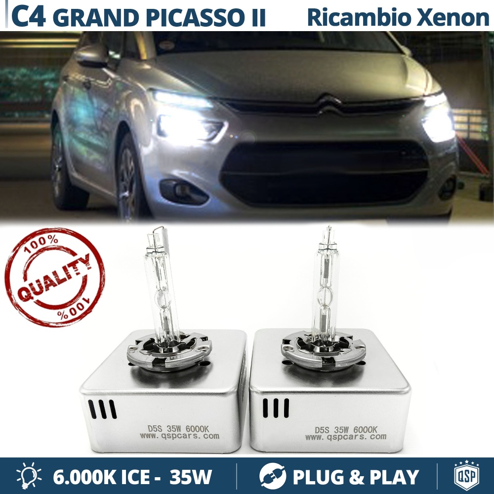 2 Bombillas de Repuesto D5S BI XENON para Citroen C4 PICASSO, GRAND PICASSO 2 Blanco 6000K
