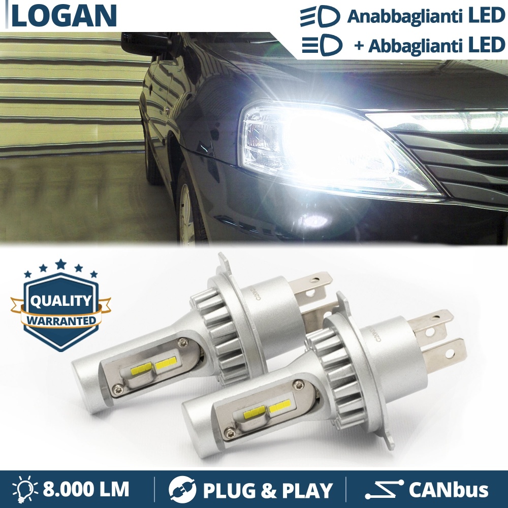 H4 Led Kit for Dacia LOGAN Low + High Beam 6500K Cool White 8000LM | Plug & Play CANbus H4 Led Kit for Dacia LOGAN Low + High Beam 6500K Cool White 8000LM | Plug & Play CANbus