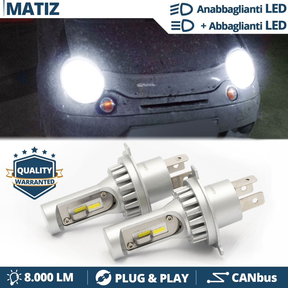 Kit Led H4 para DAEWOO MATIZ I Luces de Cruce + Carretera 6500K | Plug & Play CANbus