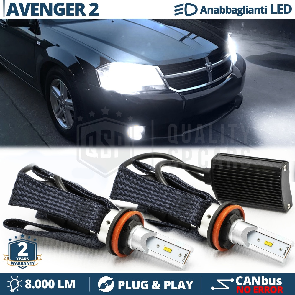 Kit LED H11 para Dodge AVENGER 2 Luces de Cruce CANbus | 6500K Blanco Frío 8000LM
