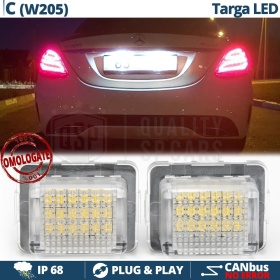 2 Placchette Luci Targa Full Led per Mercedes Classe C (W205) CANbus | 18 Led 6500K, Plug & Play