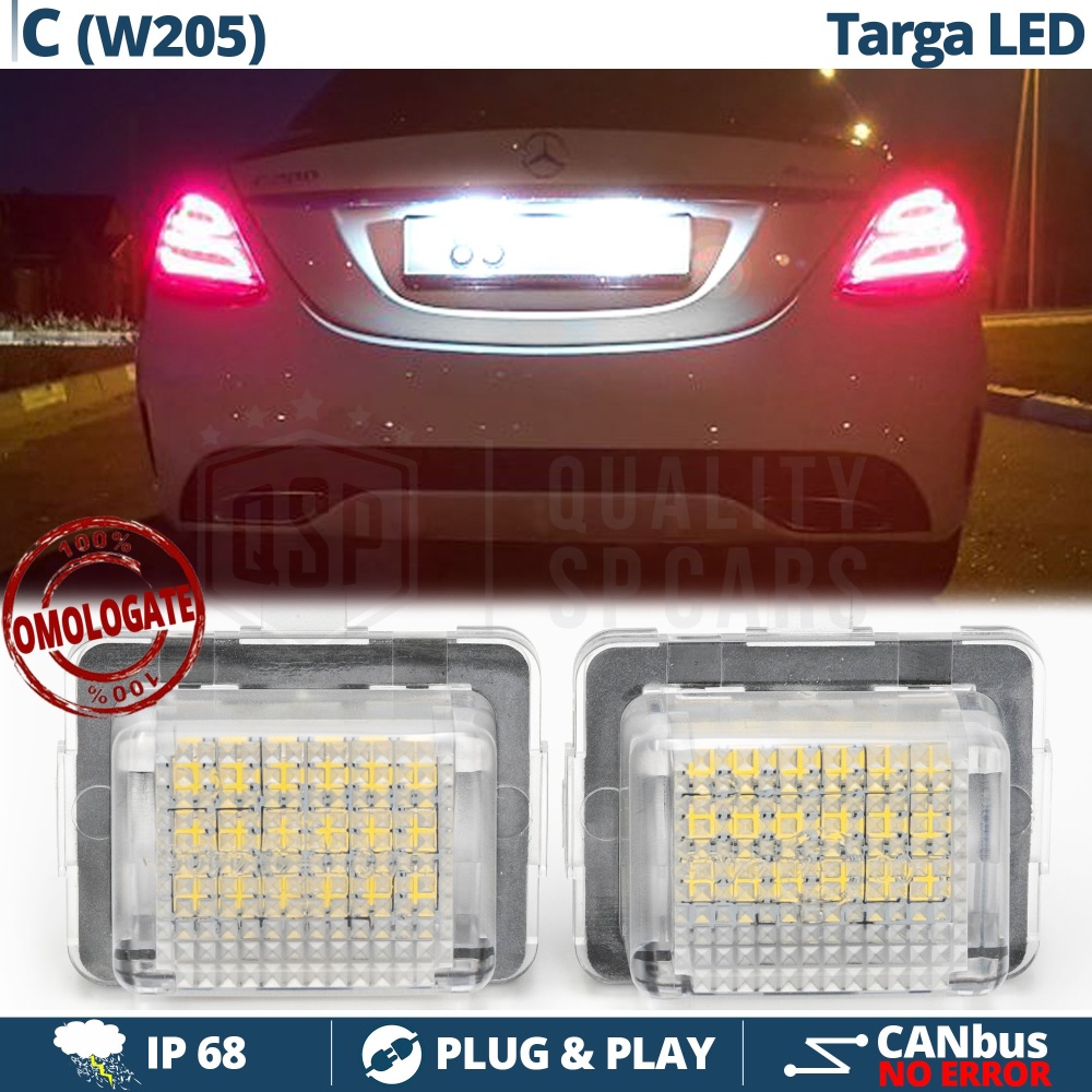 2 Luces De Matricula Led para Mercedes Clase C (W205) CANbus | 18 Led 6500K, Plug & Play 2 Luces De Matricula Led para Mercedes Clase C (W205) CANbus | 18 Led 6500K, Plug & Play