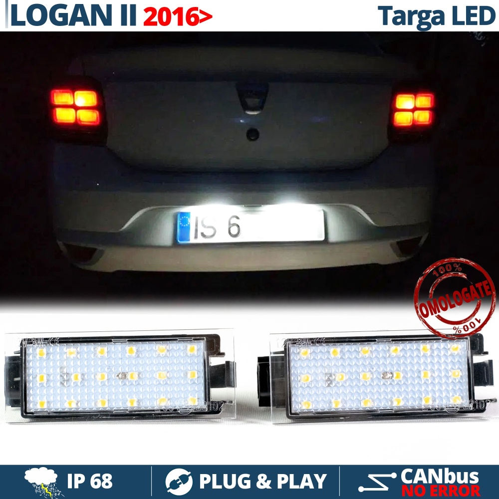 2 Luces de Matricula LED para DACIA LOGAN 2 Facelift 6500K Blanco Frío | CANbus Plug & Play