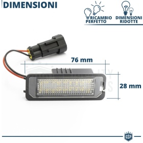2 Luces de Matricula LED Canbus para VW Fox | 18 Led 6.500k Blanco Frío, Plug & Play