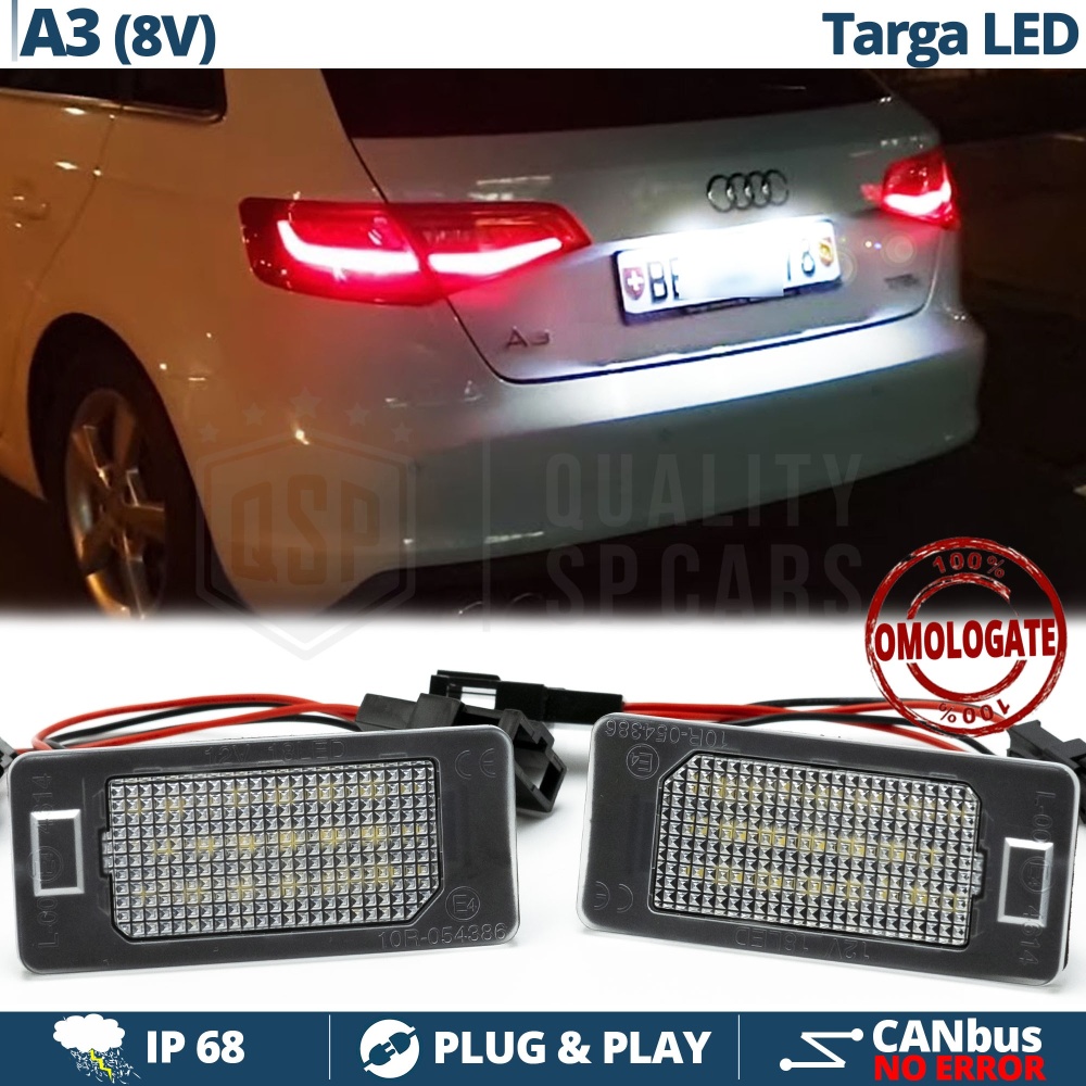 2 Luces de Matricula LED para AUDI A3 8V | 100% CANbus, 18 LED 6.500K Blanco Frío | Plug & Play 2 Luces de Matricula LED para AUDI A3 8V | 100% CANbus, 18 LED 6.500K Blanco Frío | Plug & Play