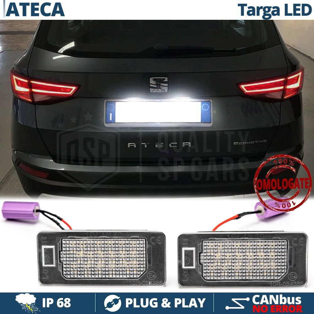 2 Luces de Matricula LED para Seat ATECA | 100% CANbus, 18 LED 6.500K Blanco Frío | Plug & Play 2 Luces de Matricula LED para Seat ATECA | 100% CANbus, 18 LED 6.500K Blanco Frío | Plug & Play