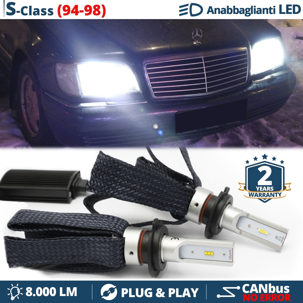 Kit LED H7 para Mercedes Clase S W140 Facelift Luces de Cruce CANbus | 6500K Blanco Frío 8000LM