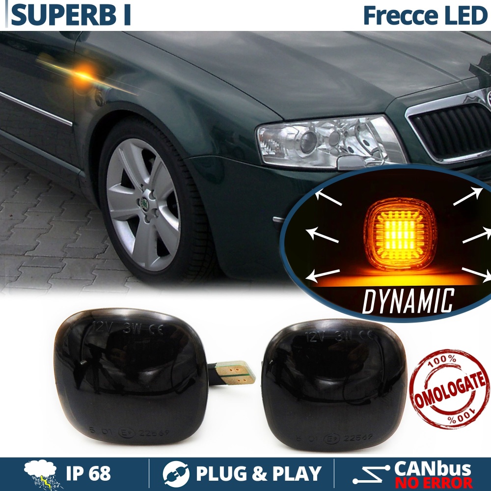 Black Sequential Dynamic LED Side Markers for SKODA SUPERB 1 | E-Approved, Canbus No Error Black Sequential Dynamic LED Side Markers for SKODA SUPERB 1 | E-Approved, Canbus No Error