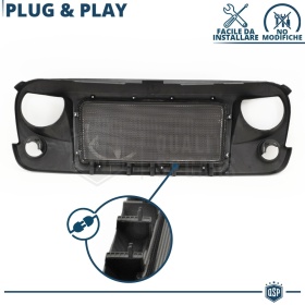 Parrilla Rejilla delantera para JEEP WRANGLER JK | Avenger Estrella Design, en ABS + Rejilla en ACERO