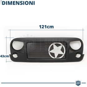 Parrilla Rejilla delantera para JEEP WRANGLER JK | Avenger Estrella Design, en ABS + Rejilla en ACERO