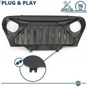 Parrilla Rejilla delantera para JEEP WRANGLER TJ | Negro, en ABS + Rejilla en ACERO