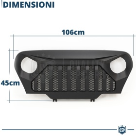 Parrilla Rejilla delantera para JEEP WRANGLER TJ | Negro, en ABS + Rejilla en ACERO