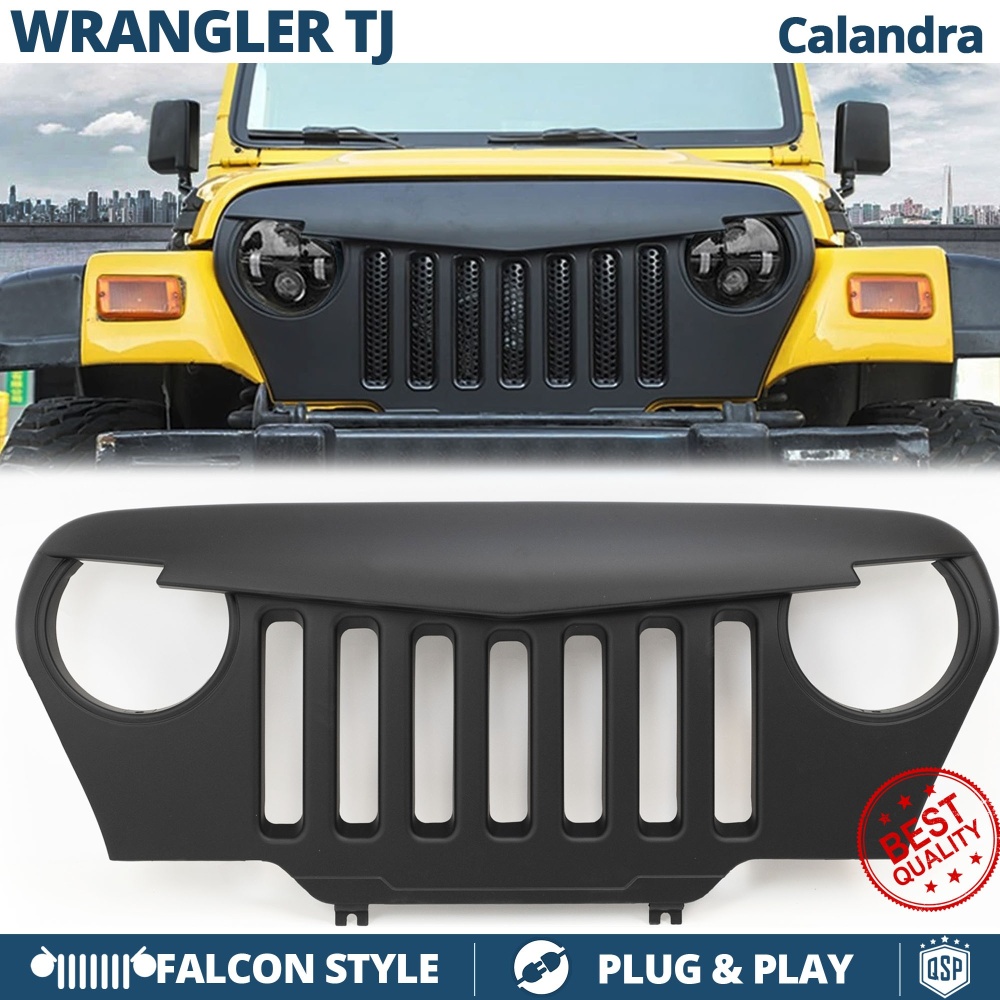 Parrilla Rejilla delantera para JEEP WRANGLER TJ | Negro Mate en ABS Parrilla Rejilla delantera para JEEP WRANGLER TJ | Negro Mate en ABS