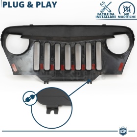 Parrilla Rejilla delantera para JEEP WRANGLER TJ | Negro Mate en ABS