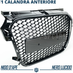 Parrilla REJILLA Delantera para AUDI A1 8X (10-14) | Nido de Abeja, Negro Brillante