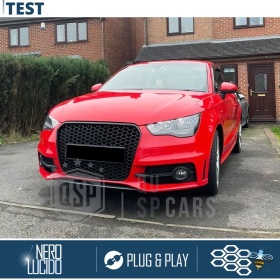 Parrilla REJILLA Delantera para AUDI A1 8X (10-14) | Nido de Abeja, Negro Brillante