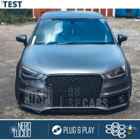 Parrilla REJILLA Delantera para AUDI A1 8X (10-14) | Nido de Abeja, Negro Brillante