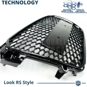 Parrilla REJILLA Delantera para AUDI A1 8X (10-14) | Nido de Abeja, Negro Brillante
