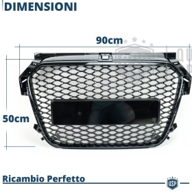 Parrilla REJILLA Delantera para AUDI A1 8X (10-14) | Nido de Abeja, Negro Brillante