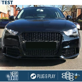 REJILLA DELANTERA + REJILLAS LUZ DE NIEBLA para AUDI A1 8X (10-14) | Nido de Abeja