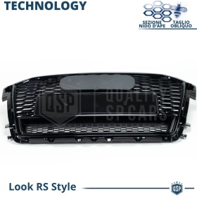 Parrilla REJILLA Delantera para AUDI A1 8X Facelift (desde 2015) | Nido de Abeja, Negro Brillante