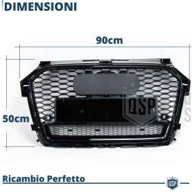 Parrilla REJILLA Delantera para AUDI A1 8X Facelift (desde 2015) | Nido de Abeja, Negro Brillante