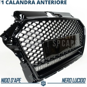Parrilla REJILLA Delantera para AUDI A3 8V Facelift (desde 2016) | Nido de Abeja, Negro Brillante