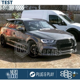 Parrilla REJILLA Delantera para AUDI A3 8V Facelift (desde 2016) | Nido de Abeja, Negro Brillante