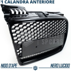 Parrilla REJILLA Delantera para AUDI A4 B7 (04-07) | Nido de Abeja, Negro Brillante