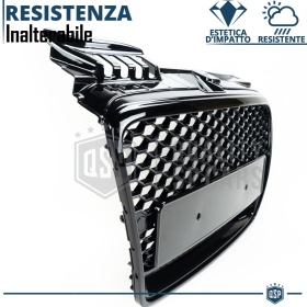 Parrilla REJILLA Delantera para AUDI A4 B7 (04-07) | Nido de Abeja, Negro Brillante