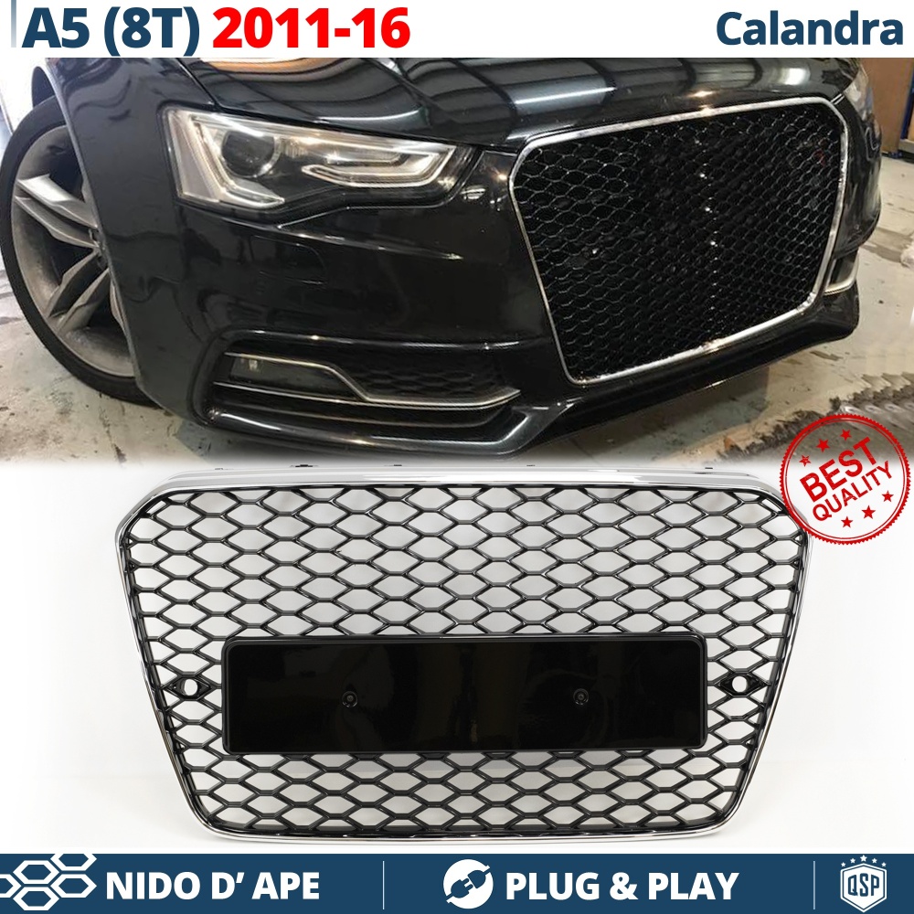 Parrilla REJILLA Delantera para AUDI A5 8T3 Facelift (11-16) | Nido de Abeja, Negro Brillante Parrilla REJILLA Delantera para AUDI A5 8T3 Facelift (11-16) | Nido de Abeja, Negro Brillante
