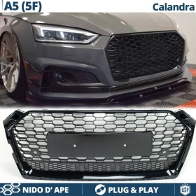 Parrilla REJILLA Delantera para AUDI A5 F5 (16-20) | Nido de Abeja, Negro Brillante