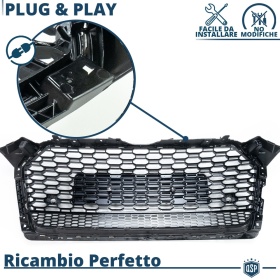 Parrilla REJILLA Delantera para AUDI A5 F5 (16-20) | Nido de Abeja, Negro Brillante