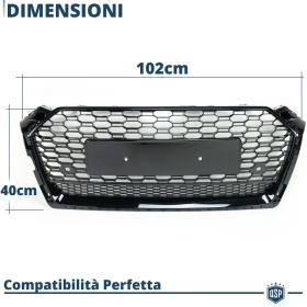 Parrilla REJILLA Delantera para AUDI A5 F5 (16-20) | Nido de Abeja, Negro Brillante