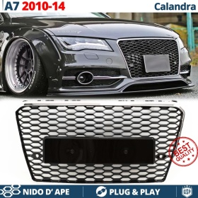 Parrilla REJILLA Delantera para AUDI A7 C7 (10-14) | Nido de Abeja, Negro Brillante
