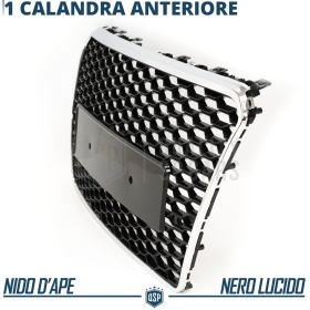 Parrilla REJILLA Delantera para AUDI A7 C7 (10-14) | Nido de Abeja, Negro Brillante