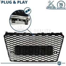 Parrilla REJILLA Delantera para AUDI A7 C7 (10-14) | Nido de Abeja, Negro Brillante