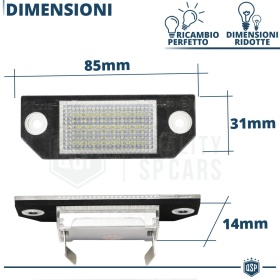 Luci Targa LED Canbus per Ford C-Max 1 Pacchette Omologate | Luce Bianca Potente 6500K NO Errori