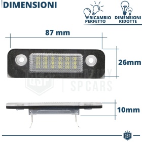 Luces de Matricula LED Canbus para Ford Fusion | 24 Led 6.500k Blanco Frío, Plug & Play