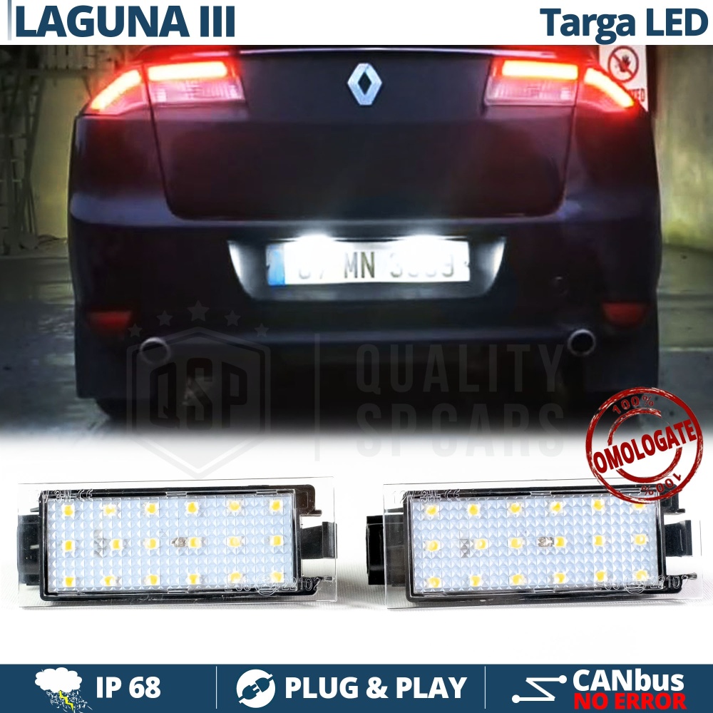 Luces de Matricula LED para Renault Laguna 3 6500K Blanco Frío | Canbus Plug & Play